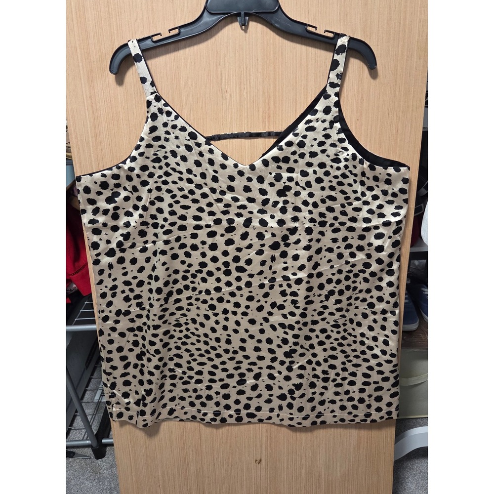 SERRA‎ Size XL.Womens Tank Top Sleeveless V Neck Reversible Animal Print Black